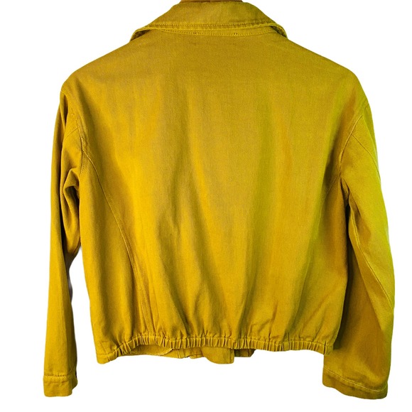 Carly Jean Los Angeles Mustard Yellow Denim Moto Jacket small CJLA - Picture 3 of 6